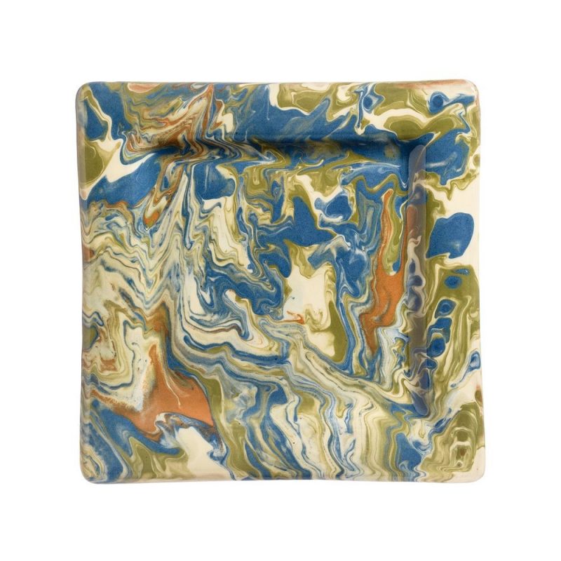 Assiette carree Jaspée